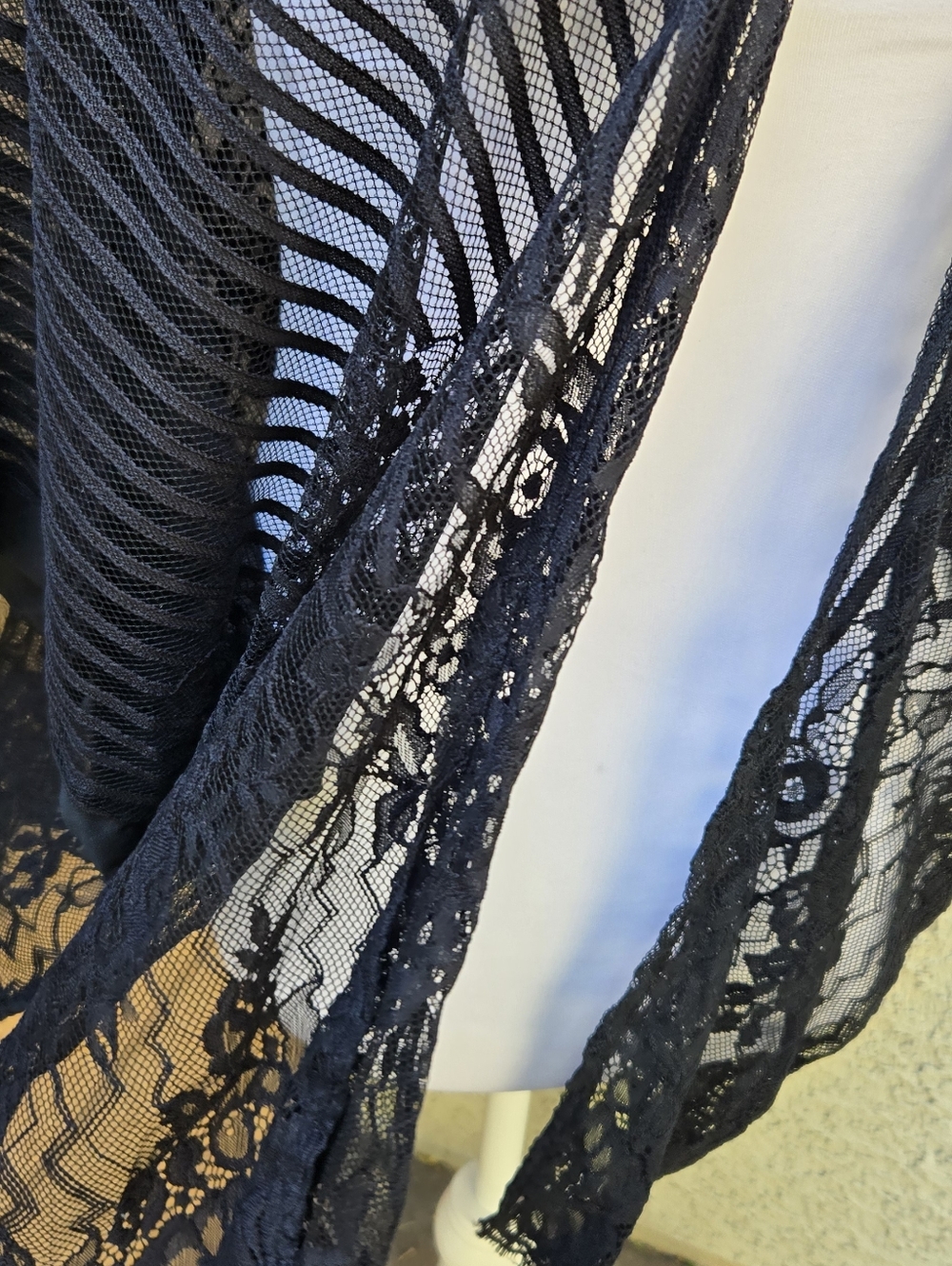 Main Strip Black Sheer Lace Kimono Cover-Up - Picture 3 of 6